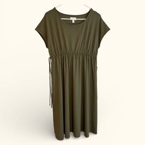 A Glow Buttery Soft Olive Green Cap Sleeve Maternity Dress Sz M